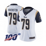 Women's Los Angeles Rams #79 Rob Havenstein White Vapor Untouchable Limited Player 100th Season Football Jersey