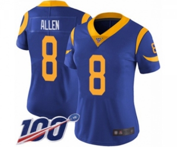 Women's Los Angeles Rams #8 Brandon Allen Royal Blue Alternate Vapor Untouchable Limited Player 100th Season Football Jersey