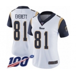 Women's Los Angeles Rams #81 Gerald Everett White Vapor Untouchable Limited Player 100th Season Football Jersey