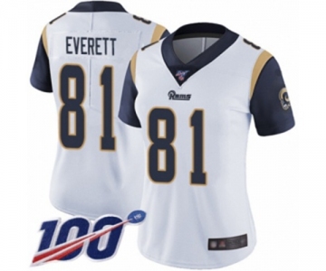 Women's Los Angeles Rams #81 Gerald Everett White Vapor Untouchable Limited Player 100th Season Football Jersey