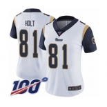 Women's Los Angeles Rams #81 Torry Holt White Vapor Untouchable Limited Player 100th Season Football Jersey