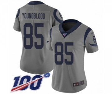 Women's Los Angeles Rams #85 Jack Youngblood Limited Gray Inverted Legend 100th Season Football Jersey