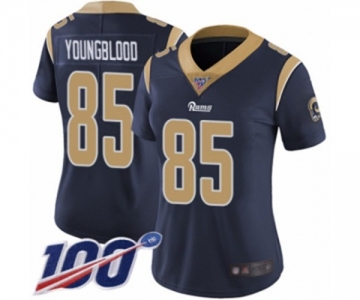 Women's Los Angeles Rams #85 Jack Youngblood Navy Blue Team Color Vapor Untouchable Limited Player 100th Season Football Jersey