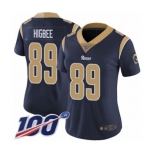 Women's Los Angeles Rams #89 Tyler Higbee Navy Blue Team Color Vapor Untouchable Limited Player 100th Season Football Jersey