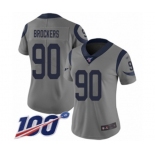 Women's Los Angeles Rams #90 Michael Brockers Limited Gray Inverted Legend 100th Season Football Jersey