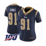 Women's Los Angeles Rams #91 Greg Gaines Navy Blue Team Color Vapor Untouchable Limited Player 100th Season Football Jersey