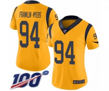 Women's Los Angeles Rams #94 John Franklin-Myers Limited Gold Rush Vapor Untouchable 100th Season Football Jersey