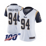 Women's Los Angeles Rams #94 John Franklin-Myers White Vapor Untouchable Limited Player 100th Season Football Jersey