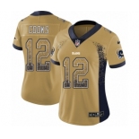 Women's Nike Los Angeles Rams #12 Brandin Cooks Limited Gold Rush Drift Fashion NFL Jersey