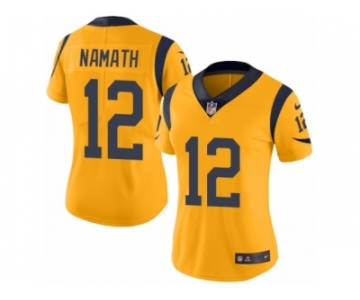 Women's Nike Los Angeles Rams #12 Joe Namath Limited Gold Rush NFL Jersey