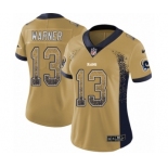 Women's Nike Los Angeles Rams #13 Kurt Warner Limited Gold Rush Drift Fashion NFL Jersey