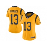 Women's Nike Los Angeles Rams #13 Kurt Warner Limited Gold Rush NFL Jersey