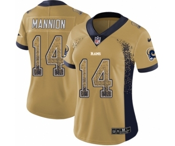 Women's Nike Los Angeles Rams #14 Sean Mannion Limited Gold Rush Drift Fashion NFL Jersey