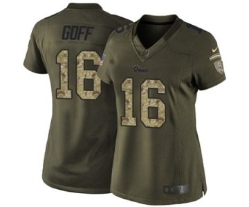 Women's Nike Los Angeles Rams #16 Jared Goff Green Salute to Service NFL Jersey