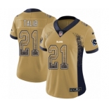 Women's Nike Los Angeles Rams #21 Aqib Talib Limited Gold Rush Drift Fashion NFL Jersey