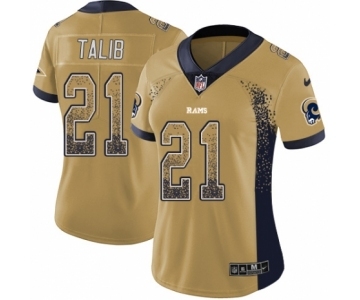 Women's Nike Los Angeles Rams #21 Aqib Talib Limited Gold Rush Drift Fashion NFL Jersey