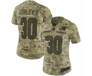 Women's Nike Los Angeles Rams #30 Todd Gurley Limited Camo 2018 Salute to Service NFL Jersey