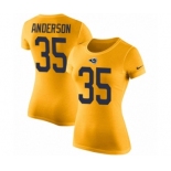 Women's Nike Los Angeles Rams #35 C.J. Anderson Gold Rush Pride Name & Number T-Shirt