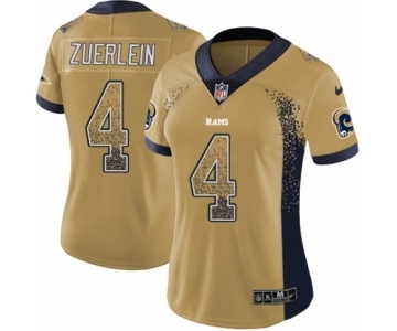 Women's Nike Los Angeles Rams #4 Greg Zuerlein Limited Gold Rush Drift Fashion NFL Jersey