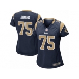 Women's Nike Los Angeles Rams #75 Deacon Jones Game Navy Blue Team Color NFL Jersey