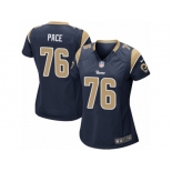 Women's Nike Los Angeles Rams #76 Orlando Pace Game Navy Blue Team Color NFL Jersey