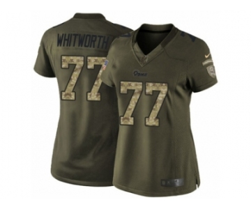 Women's Nike Los Angeles Rams #77 Andrew Whitworth Limited Green Salute to Service NFL Jersey