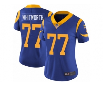 Women's Nike Los Angeles Rams #77 Andrew Whitworth Vapor Untouchable Limited Royal Blue Alternate NFL Jersey