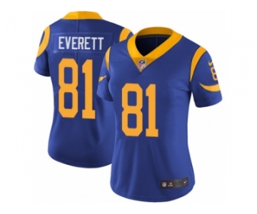 Women's Nike Los Angeles Rams #81 Gerald Everett Vapor Untouchable Limited Royal Blue Alternate NFL Jersey