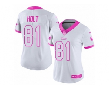 Women's Nike Los Angeles Rams #81 Torry Holt Limited White Pink Rush Fashion NFL Jersey