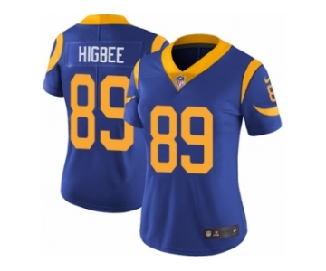 Women's Nike Los Angeles Rams #89 Tyler Higbee Vapor Untouchable Limited Royal Blue Alternate NFL Jersey