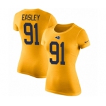 Women's Nike Los Angeles Rams #91 Dominique Easley Gold Rush Pride Name & Number T-Shirt