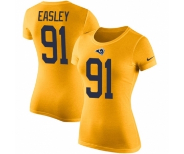 Women's Nike Los Angeles Rams #91 Dominique Easley Gold Rush Pride Name & Number T-Shirt