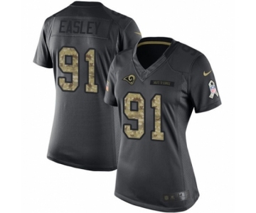 Women's Nike Los Angeles Rams #91 Dominique Easley Limited Black 2016 Salute to Service NFL Jersey