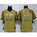 Wonen Nike St.Louis Rams #16 Jared Goff Drift Fashion Gold Jerseys