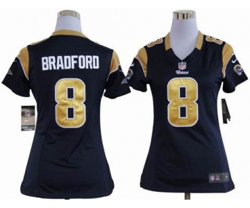 nike women nfl jerseys st. louis rams #8 bradford blue[nike]