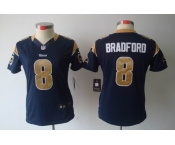 nike women nfl jerseys st. louis rams #8 bradford dk.blue[nike limited]