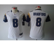 nike women nfl jerseys st. louis rams #8 bradford white[nike limited]