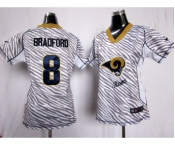 nike women nfl jerseys st. louis rams #8 bradford[fem fan zebra]