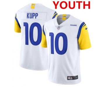 Youth Los Angeles Rams #10 Cooper Kupp 2021 White Vapor Untouchable Limited Alternate Stitched NFL Jersey