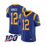 Youth Los Angeles Rams #12 Joe Namath Royal Blue Alternate Vapor Untouchable Limited Player 100th Season Football Jersey