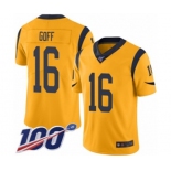 Youth Los Angeles Rams #16 Jared Goff Limited Gold Rush Vapor Untouchable 100th Season Football Jersey