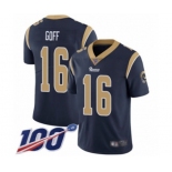 Youth Los Angeles Rams #16 Jared Goff Navy Blue Team Color Vapor Untouchable Limited Player 100th Season Football Jersey