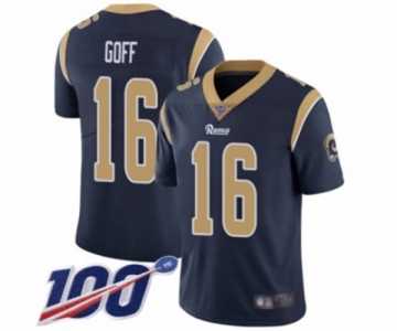 Youth Los Angeles Rams #16 Jared Goff Navy Blue Team Color Vapor Untouchable Limited Player 100th Season Football Jersey