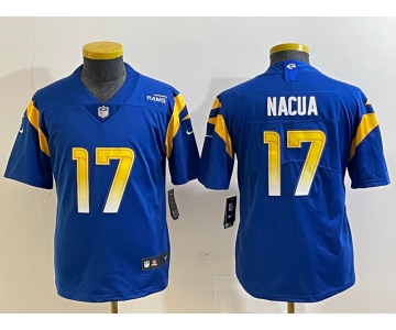 Youth Los Angeles Rams #17 Puka Nacua 2022 Blue Vapor Limited Stitched Jersey