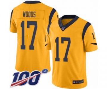 Youth Los Angeles Rams #17 Robert Woods Limited Gold Rush Vapor Untouchable 100th Season Football Jersey