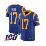 Youth Los Angeles Rams #17 Robert Woods Royal Blue Alternate Vapor Untouchable Limited Player 100th Season Football Jersey