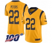 Youth Los Angeles Rams #22 Marcus Peters Limited Gold Rush Vapor Untouchable 100th Season Football Jersey