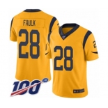 Youth Los Angeles Rams #28 Marshall Faulk Limited Gold Rush Vapor Untouchable 100th Season Football Jersey