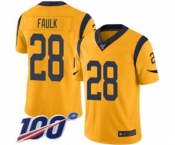 Youth Los Angeles Rams #28 Marshall Faulk Limited Gold Rush Vapor Untouchable 100th Season Football Jersey