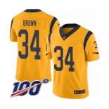 Youth Los Angeles Rams #34 Malcolm Brown Limited Gold Rush Vapor Untouchable 100th Season Football Jersey